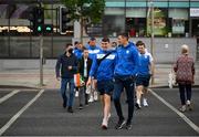 11 June 2021; Finn Harps players cross the road outside Tallaght Stadium before the SSE Airtricity League Premier Division match between Shamrock Rovers and Finn Harps at Tallaght Stadium in Dublin. The game is one of the first of a number of pilot sports events over the coming weeks which are implementing guidelines set out by the Irish government to allow for the safe return of spectators to sporting events. Photo by Stephen McCarthy/Sportsfile
