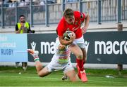 11 June 2021; Liam Coombes of Munster goes through to score a try during the Guinness PRO14 Rainbow Cup match between Zebre and Munster at Stadio Lanfranchi in Parma, Italy. Photo by Roberto Bregani/Sportsfile