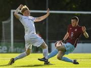 11 June 2021; Lee Devitt of Cobh Ramblers in action against Eoin Farrell of UCD during the SSE Airtricity League First Division match between UCD and Cobh Ramblers at UCD Bowl in Dublin. Photo by Matt Browne/Sportsfile
