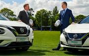 14 June 2021; Andrew O'Toole, Head of Nissan Sales, left, and Kevin Quinn, Head of Commercial and Marketing, Leinster Rugby, at the announcement of the Windsor and Leinster Rugby sponsorship extension, at Leinster Rugby in UCD, Dublin. Photo by Seb Daly/Sportsfile