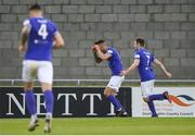 11 June 2021; Adam Foley of Finn Harps, centre, celebrates after scoring his side's first goal during the SSE Airtricity League Premier Division match between Shamrock Rovers and Finn Harps at Tallaght Stadium in Dublin. The game is one of the first of a number of pilot sports events over the coming weeks which are implementing guidelines set out by the Irish government to allow for the safe return of spectators to sporting events. Photo by Stephen McCarthy/Sportsfile