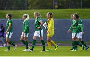 11 June 2021; Republic of Ireland players leave the field after defeat to Iceland in their international friendly match between Iceland and Republic of Ireland at Laugardalsvollur in Reykjavik, Iceland. Photo by Eythor Arnason/Sportsfile
