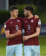 11 June 2021; Darryl Walsh, left, and Conor Drinan of Cobh Ramblers celebrate after the SSE Airtricity League First Division match between UCD and Cobh Ramblers at UCD Bowl in Dublin. Photo by Matt Browne/Sportsfile