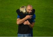11 June 2021; Scott Fardy of Leinster and his wife Penelope embrace after the Guinness PRO14 match between Leinster and Dragons at the RDS Arena in Dublin. Photo by Harry Murphy/Sportsfile