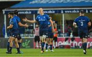 11 June 2021; Devin Toner of Leinster congratulates Scott Fardy on his final Leinster appearance during the Guinness PRO14 match between Leinster and Dragons at RDS Arena in Dublin. The game is one of the first of a number of pilot sports events over the coming weeks which are implementing guidelines set out by the Irish government to allow for the safe return of spectators to sporting events. Photo by Ramsey Cardy/Sportsfile