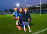 11 June 2021; Jamison Gibson-Park of Leinster with his daughters Iris, left, and Isabella following the Guinness PRO14 match between Leinster and Dragons at RDS Arena in Dublin. The game is one of the first of a number of pilot sports events over the coming weeks which are implementing guidelines set out by the Irish government to allow for the safe return of spectators to sporting events. Photo by Ramsey Cardy/Sportsfile