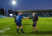 11 June 2021; Michael Bent of Leinster and Leinster senior athletic performance coach Joe McGinley following the Guinness PRO14 match between Leinster and Dragons at RDS Arena in Dublin. The game is one of the first of a number of pilot sports events over the coming weeks which are implementing guidelines set out by the Irish government to allow for the safe return of spectators to sporting events. Photo by Ramsey Cardy/Sportsfile