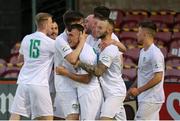 11 June 2021; Jordan Payne of Cabinteely celebrates after scoring his side's second goal with team-mates during the SSE Airtricity League First Division match between Cork City and Cabinteely at Turners Cross in Cork. Photo by Michael P Ryan/Sportsfile