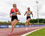 12 June 2021; Kate Nurse of UCD AC, right, competing in the Senior Women's 800m during day one of the AAI Games & Combined Events Championships at Morton Stadium in Santry, Dublin. Photo by Sam Barnes/Sportsfile