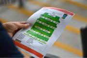 12 June 2021; A supporter studies the match day programme before the Allianz Football League Division 2 Relegation play-off match between Cork and Westmeath at Páirc Uí Chaoimh in Cork. Photo by Eóin Noonan/Sportsfile