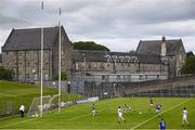 12 June 2021; Conor Madden of Cavan shoots to score his side's first goal past Cavan goalkeeper Raymond Galligan during the Allianz Football League Division 3 Relegation play-off match between Cavan and Wicklow at Páirc Tailteann in Navan, Meath. Photo by Stephen McCarthy/Sportsfile