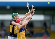 12 June 2021; Paul Flanagan of Clare in action against Eoin Cody of Kilkenny during the Allianz Hurling League Division 1 Group B Round 5 match between Clare and Kilkenny at Cusack Park in Ennis, Clare. Photo by Ramsey Cardy/Sportsfile