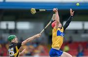 12 June 2021; John Conlon of Clare catches possession ahead of Eoin Cody of Kilkenny during the Allianz Hurling League Division 1 Group B Round 5 match between Clare and Kilkenny at Cusack Park in Ennis, Clare. Photo by Ramsey Cardy/Sportsfile