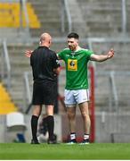 12 June 2021; James Dolan of Westmeath protests to referee Cormac Reilly after he blows the final whistle during the Allianz Football League Division 2 Relegation play-off match between Cork and Westmeath at Páirc Uí Chaoimh in Cork. Photo by Eóin Noonan/Sportsfile