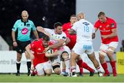 11 June 2021; Liam O’Connor of Munster is tackled by David Sisi of Zebre during the Guinness PRO14 Rainbow Cup  match between Zebre and Munster at Stadio Lanfranchi in Parma, Italy. Photo by Roberto Bregani/Sportsfile