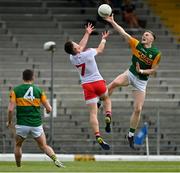 12 June 2021; Jason Foley of Kerry gets to the ball ahead of Liam Rafferty of Tyrone during the Allianz Football League Division 1 semi-final match between Kerry and Tyrone at Fitzgerald Stadium in Killarney, Kerry. Photo by Brendan Moran/Sportsfile