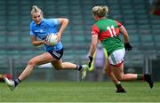 12 June 2021; Jennifer Dunne of Dublin in action against Fiona McHale of Mayo during the Lidl Ladies National Football League Division 1 semi-final match between Dublin and Mayo at LIT Gaelic Grounds in Limerick. Photo by Piaras Ó Mídheach/Sportsfile