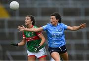 12 June 2021; Niamh Kelly of Mayo in action against Leah Caffrey of Dublin during the Lidl Ladies National Football League Division 1 semi-final match between Dublin and Mayo at LIT Gaelic Grounds in Limerick. Photo by Piaras Ó Mídheach/Sportsfile