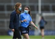 12 June 2021; Dublin players Ciara Trant, left, and Lyndsey Davey after their side's victory in the Lidl Ladies National Football League Division 1 semi-final match between Dublin and Mayo at LIT Gaelic Grounds in Limerick. Photo by Piaras Ó Mídheach/Sportsfile