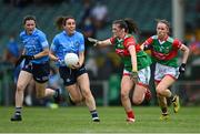 12 June 2021; Siobhán McGrath of Dublin, supported by team-mate Lyndsey Davey, left, in action against Tamara O'Connor and Saoirse Lally, right, of Mayo during the Lidl Ladies National Football League Division 1 semi-final match between Dublin and Mayo at LIT Gaelic Grounds in Limerick. Photo by Piaras Ó Mídheach/Sportsfile
