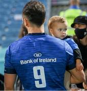 11 June 2021; Jamison Gibson-Park of Leinster and his daughter Iris following the Guinness PRO14 match between Leinster and Dragons at RDS Arena in Dublin. The game is one of the first of a number of pilot sports events over the coming weeks which are implementing guidelines set out by the Irish government to allow for the safe return of spectators to sporting events. Photo by Ramsey Cardy/Sportsfile