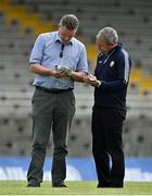 12 June 2021; Kerry county board chairman Tim Murphy, left, and Kerry manager Peter Keane before the Allianz Football League Division 1 semi-final match between Kerry and Tyrone at Fitzgerald Stadium in Killarney, Kerry. Photo by Brendan Moran/Sportsfile