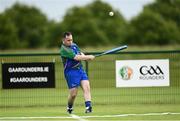 13 June 2021; Mick Kelly of Glynn Barntown bats during the 2020 Men’s Senior Rounders Final match between Carrickmacross and Glynn Barntown at the GAA centre of Excellence in Abbotstown, Dublin. Photo by Harry Murphy/Sportsfile
