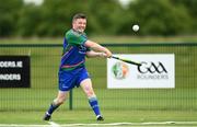 13 June 2021; Gary Boland of Glynn Barntown bats during the 2020 Men’s Senior Rounders Final match between Carrickmacross and Glynn Barntown at the GAA centre of Excellence in Abbotstown, Dublin. Photo by Harry Murphy/Sportsfile