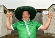 13 June 2021; Limerick supporter Pat Carroll, from Croom, Limerick, with his match day ticket before the Allianz Hurling League Division 1 Group A Round 5 match between Westmeath and Limerick at TEG Cusack Park in Mullingar, Westmeath. Photo by Seb Daly/Sportsfile