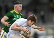 13 June 2021; Kevin Feely of Kildare is tackled by Conor McGill of Meath during the Allianz Football League Division 2 semi-final match between Kildare and Meath at St Conleth's Park in Newbridge, Kildare. Photo by Piaras Ó Mídheach/Sportsfile