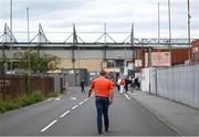 13 June 2021; An Armagh supporter arrives prior to the Allianz Football League Division 1 Relegation play-off match between Armagh and Roscommon at Athletic Grounds in Armagh. Photo by Ramsey Cardy/Sportsfile