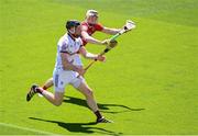 13 June 2021; Padraic Mannion of Galway in action against Shane Barrett of Cork during the Allianz Hurling League Division 1 Group A Round 5 match between Cork and Galway at Páirc Ui Chaoimh in Cork. Photo by Eóin Noonan/Sportsfile