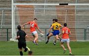 13 June 2021; Oisin O'Neill of Armagh scores his side's first goal during the Allianz Football League Division 1 Relegation play-off match between Armagh and Roscommon at Athletic Grounds in Armagh. Photo by Ramsey Cardy/Sportsfile