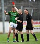13 June 2021; Conor McGill of Meath is shown the red card by referee Barry Cassidy during the Allianz Football League Division 2 semi-final match between Kildare and Meath at St Conleth's Park in Newbridge, Kildare. Photo by Piaras Ó Mídheach/Sportsfile