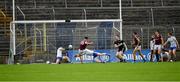 13 June 2021; Paul Kelly of Galway, 15, scores a goal, in the 19th minute, during the Allianz Football League Division 1 Relegation play-off match between Monaghan and Galway at St. Tiernach’s Park in Clones, Monaghan. Photo by Ray McManus/Sportsfile