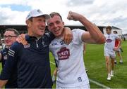 13 June 2021; Kildare manager Jack O'Connor celebrates with Brian McLoughlin after their side's victory in the Allianz Football League Division 2 semi-final match between Kildare and Meath at St Conleth's Park in Newbridge, Kildare. Photo by Piaras Ó Mídheach/Sportsfile