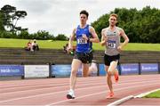 13 June 2021; Cian McPhillips of Longford AC, left, and Shane Bracken of Swinford AC, Mayo, competing in the Senior Men's 1500m during day two of the AAI Games & Combined Events Championships at Morton Stadium in Santry, Dublin. Photo by Sam Barnes/Sportsfile