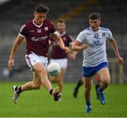 13 June 2021; Finnian Ó Laoí of Galway in action against Aaron Mulligan of Monaghan during the Allianz Football League Division 1 Relegation play-off match between Monaghan and Galway at St. Tiernach’s Park in Clones, Monaghan. Photo by Ray McManus/Sportsfile