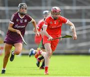 13 June 2021; Katrina Mackey of Cork in action against Niamh McGrath of Galway during the Littlewoods Ireland National Camogie League Division 1 Semi-Final match between Cork and Galway at Nowlan Park in Kilkenny.  Photo by Matt Browne/Sportsfile