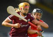 13 June 2021; Sarah Dervan of Galway in action against Linda Collins of Cork during the Littlewoods Ireland National Camogie League Division 1 Semi-Final match between Cork and Galway at Nowlan Park in Kilkenny. Photo by Matt Browne/Sportsfile