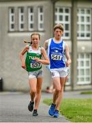 12 June 2021; Savanagh O'Callaghan of Tuam AC on her way to winning the 2km walk, from second place Sean Kelleher of South Galway AC, during the Irish Life Health National 20k Walks Championships at St Jarlath’s College in Tuam, Galway. Photo by Seb Daly/Sportsfile