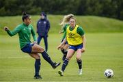 13 June 2021; Rianna Jarrett, left, and Aoife Colvill during a Republic of Ireland training session at Laugardalsvollur in Reykjavik, Iceland. Photo by Eythor Arnason/Sportsfile