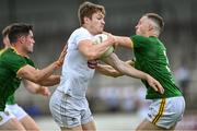 13 June 2021; Kevin Feely of Kildare in action against Conor McGill, right, and Donal Keogan of Meath during the Allianz Football League Division 2 semi-final match between Kildare and Meath at St Conleth's Park in Newbridge, Kildare. Photo by Piaras Ó Mídheach/Sportsfile
