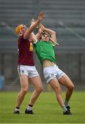 13 June 2021; Niall Mitchell of Westmeath in action against Barry Nash of Limerick during the Allianz Hurling League Division 1 Group A Round 5 match between Westmeath and Limerick at TEG Cusack Park in Mullingar, Westmeath. Photo by Seb Daly/Sportsfile