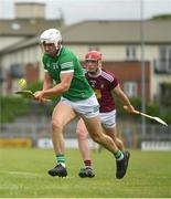 13 June 2021; Aaron Gillane of Limerick in action against Darragh Egerton of Westmeath during the Allianz Hurling League Division 1 Group A Round 5 match between Westmeath and Limerick at TEG Cusack Park in Mullingar, Westmeath. Photo by Seb Daly/Sportsfile