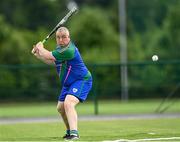 13 June 2021; Paul Cooper of Glynn Barntown bats during the Mixed Senior Rounders Final 2020 match between Erne Eagles and Glynn Barntown at GAA centre of Excellence, National Sports Campus in Abbotstown, Dublin. Photo by Harry Murphy/Sportsfile