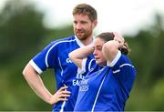 13 June 2021; Margaret Brady, right, and Darryl Dolan of Erne Eagles react after the Mixed Senior Rounders Final 2020 match between Erne Eagles and Glynn Barntown at GAA centre of Excellence, National Sports Campus in Abbotstown, Dublin. Photo by Harry Murphy/Sportsfile