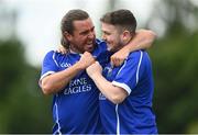 13 June 2021; Hugh Briody, left, and Philip Tierney of Erne Eagles celebrate after the Mixed Senior Rounders Final 2020 match between Erne Eagles and Glynn Barntown at GAA centre of Excellence, National Sports Campus in Abbotstown, Dublin. Photo by Harry Murphy/Sportsfile