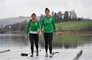 24 January 2020; Team Ireland rowers at the official announcement of the squad who will compete at the Tokyo 2020 Olympics. The rowing team was the first group of Team Ireland athletes to collect their kit bags ahead of the Games. Pictured are Aileen Crowley, left, and Monika Dukarska. Photo by Seb Daly/Sportsfile