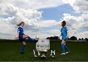 31 May 2021; Niamh O'Keeffe of Waterford, left, and Chloe McCarthy of DLR Waves at the EA Sports Underage League Launch at the FAI National Training Centre in Abbotstown, Dublin. Photo by Harry Murphy/Sportsfile